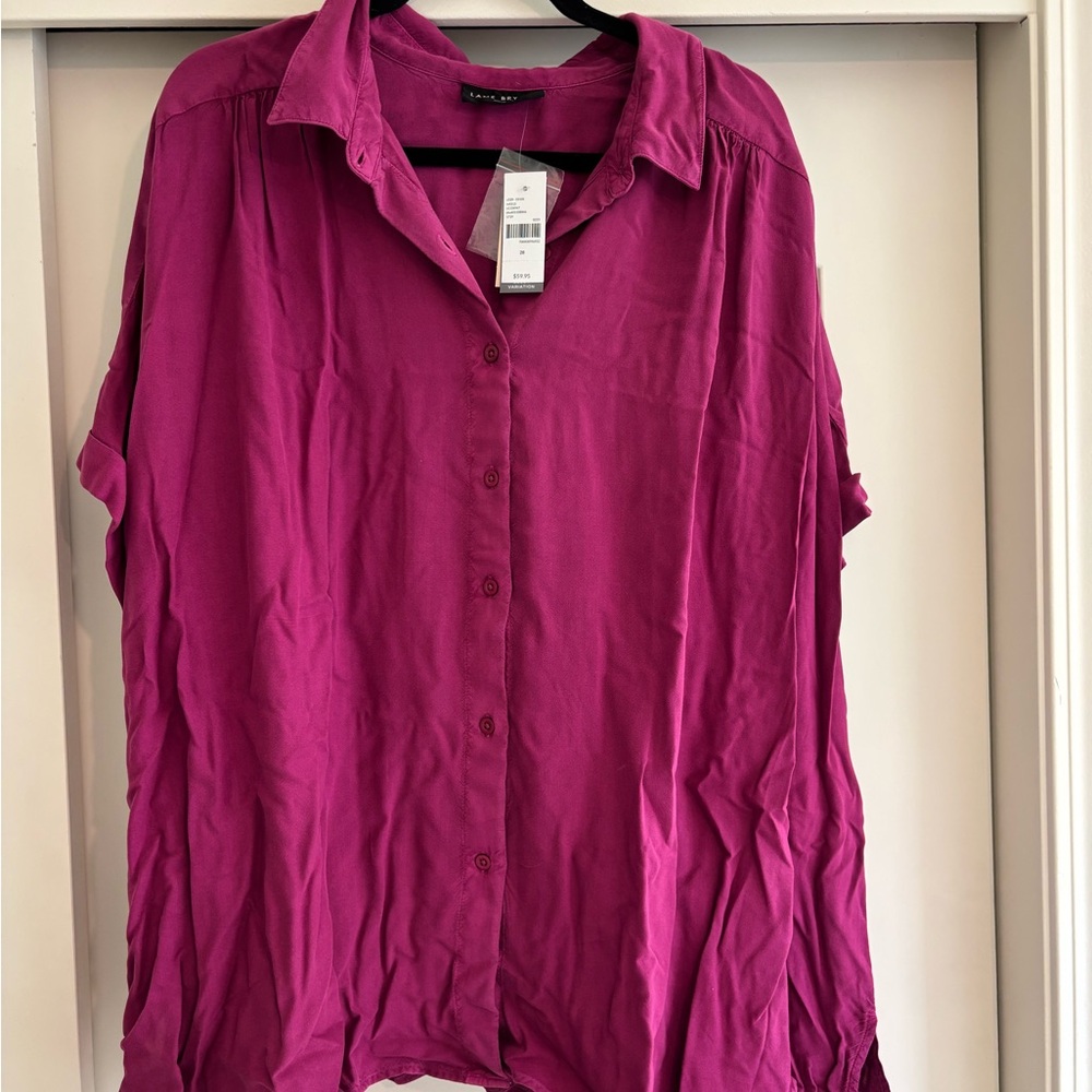 Lane Bryant Fuchsia Button-Down Shirt